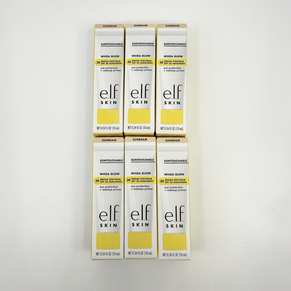 ELF SKIN Suntouchable! Whoa Glow SPF 30 Sun Protection Makeup Primer (LOT OF 6)